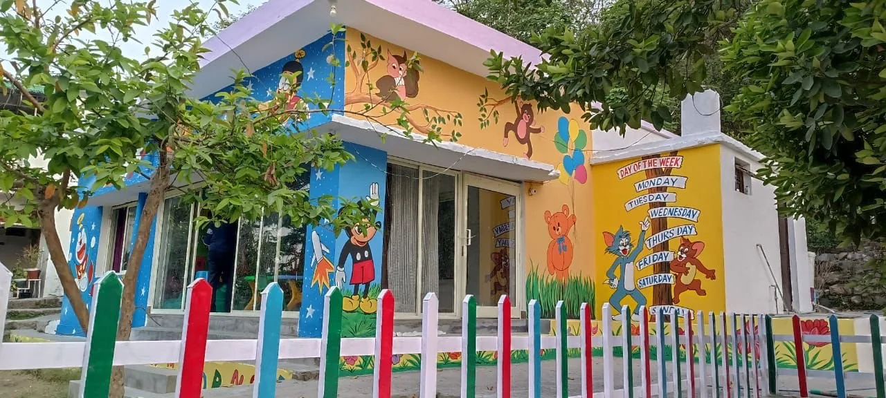 The colourful Paathshala school building in Raipur